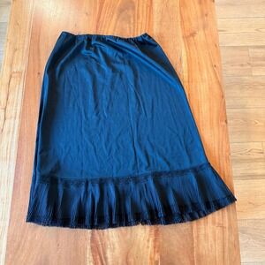 Van Raalte‎ Women's Vintage Black Pleated Lace Slip/Skirt Size M